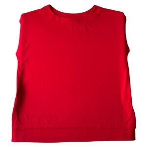 Susan Graver Women Blouse size XL Short Sleeve Crew neck Stretchy High Low Red